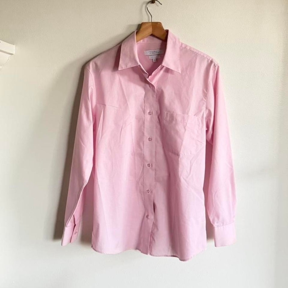 Pink Foxcroft Wrinkle Free Button Up Shirt Classic Preppy Office Blouse Size 6